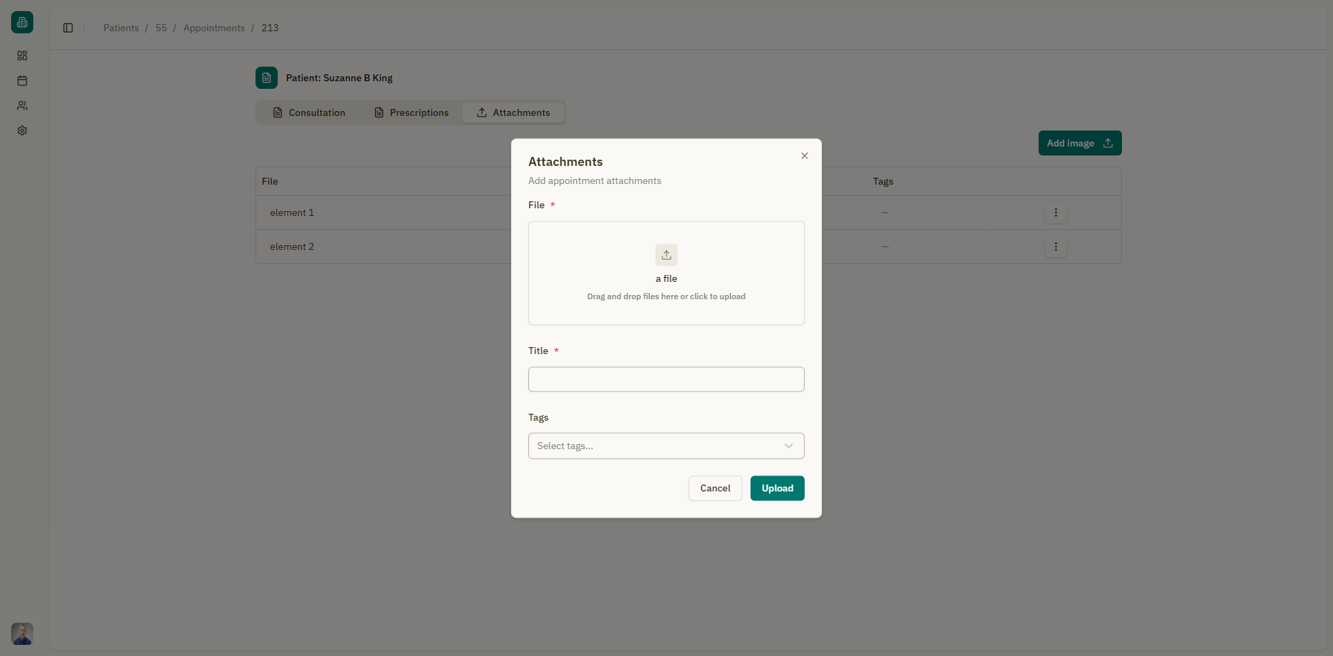 Screenshot: File upload area with drag-and-drop zone