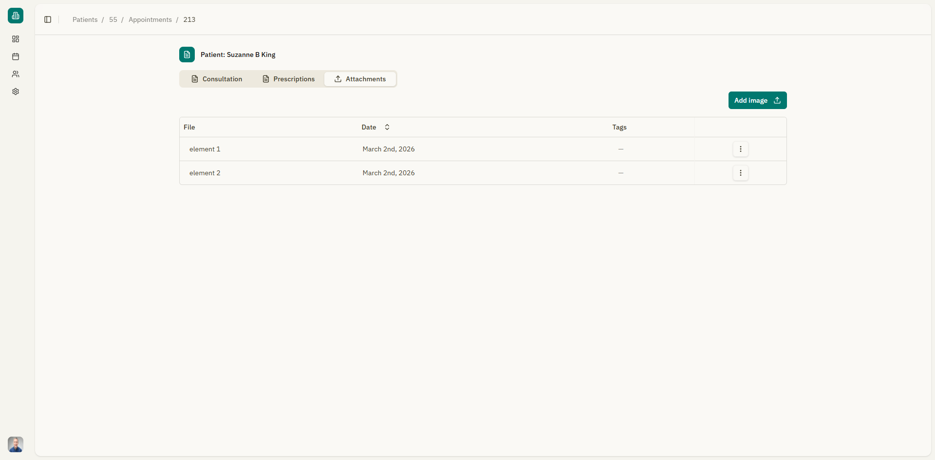 Screenshot: Attachments tab showing uploaded files