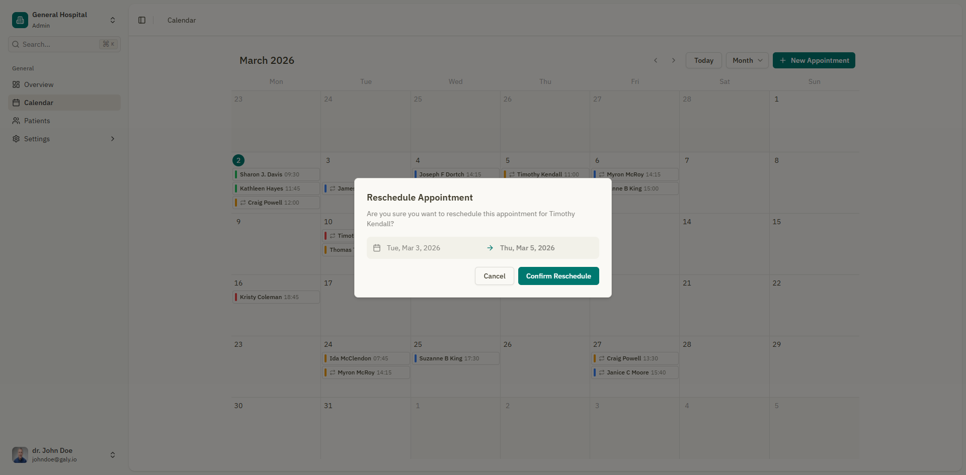 Rescheduling by drag-and-drop