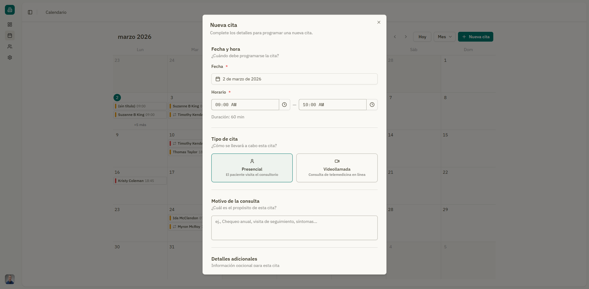 Date and time selection with duration indicator