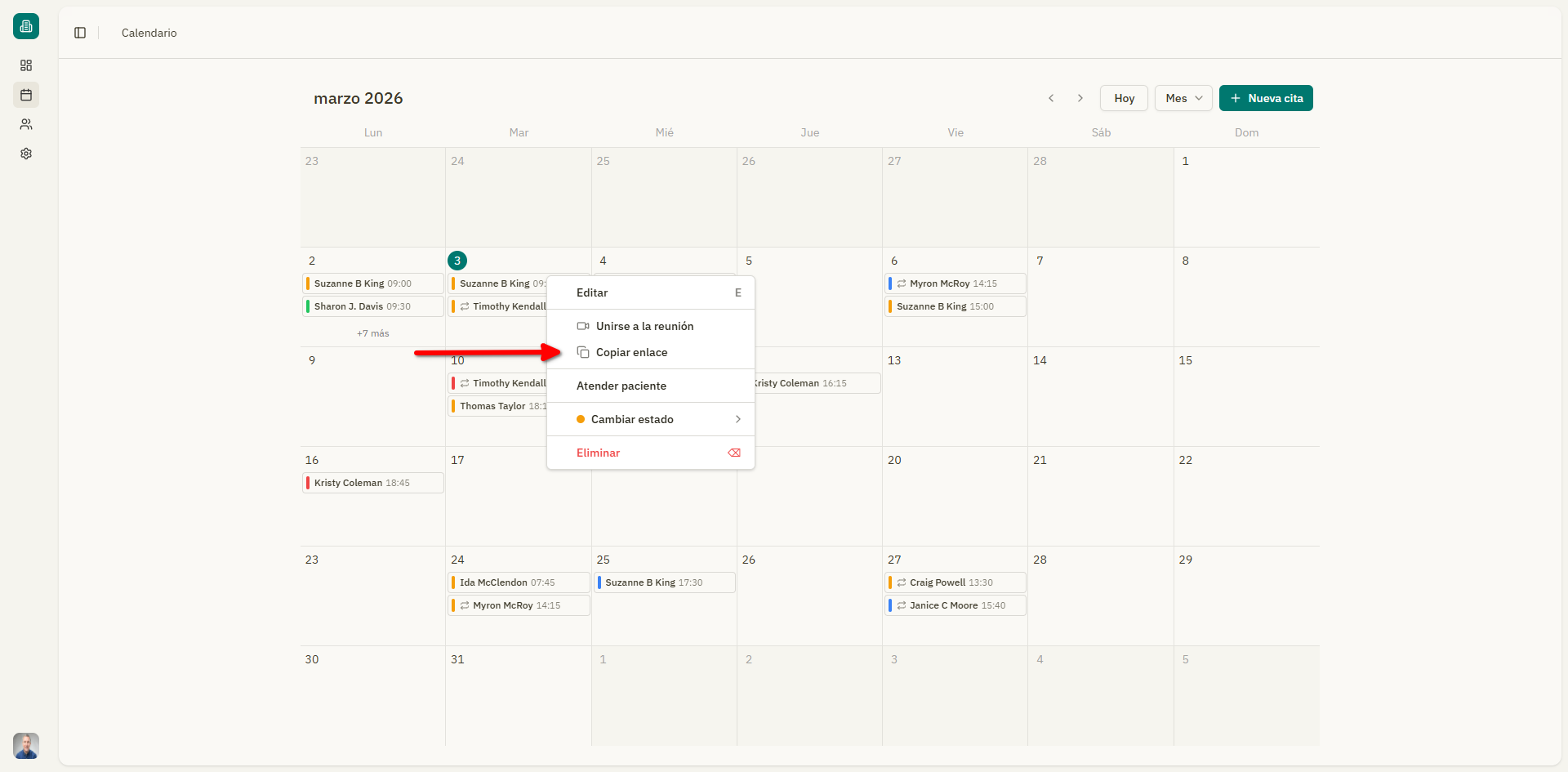 Captura: Diálogo para compartir el enlace de la reunión