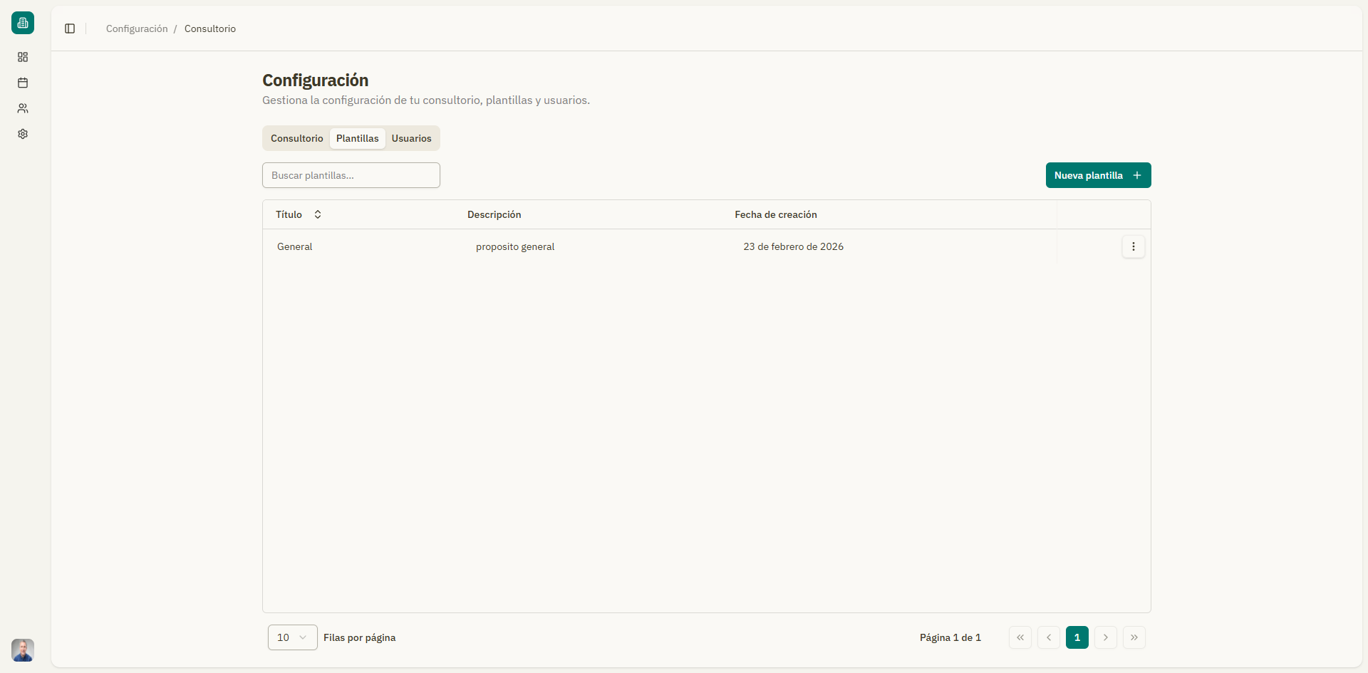 Captura: Configuracion de Plantillas